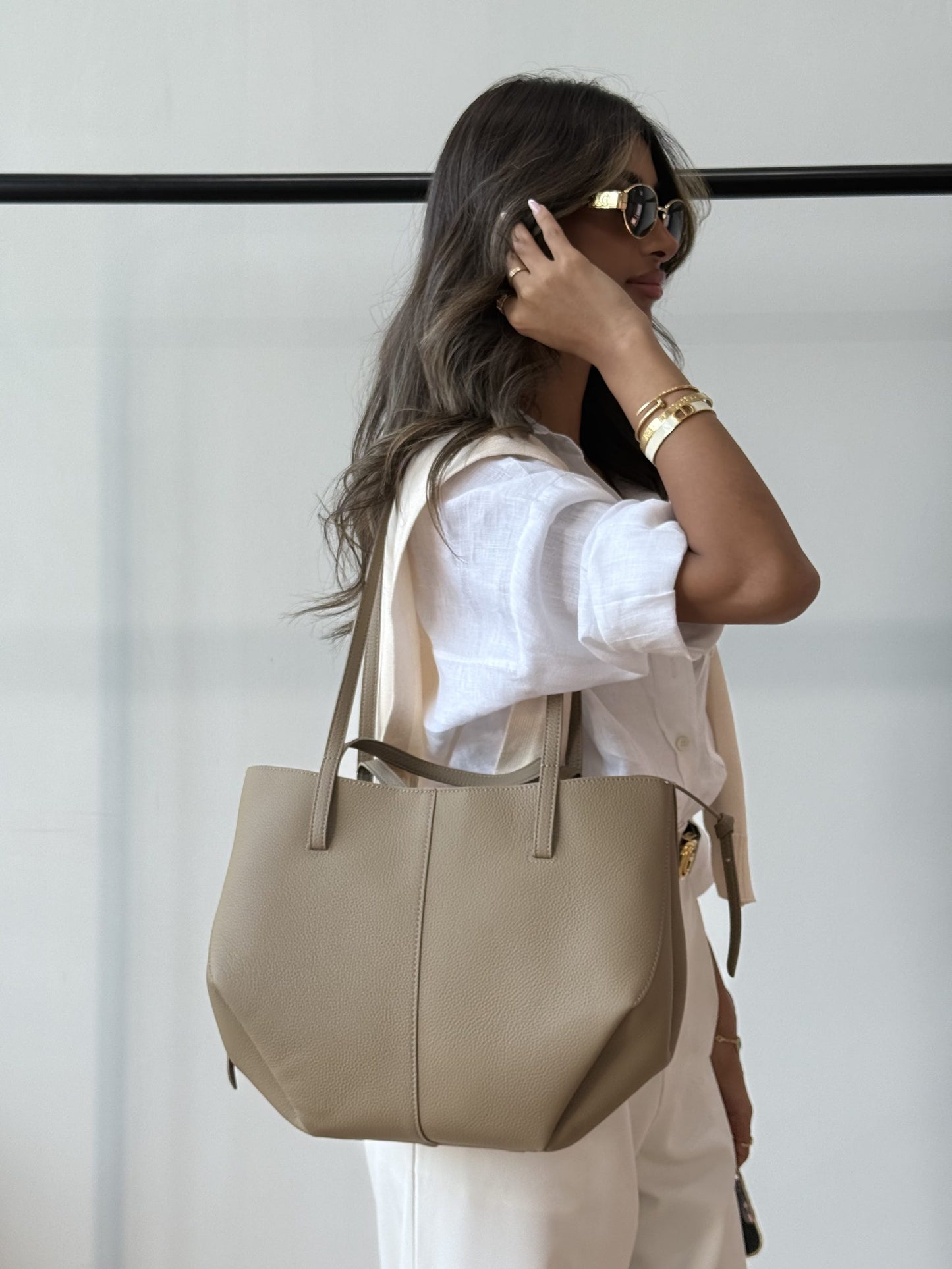Leather Biege Tote