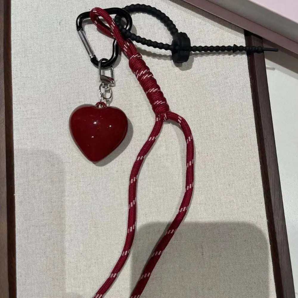Fashionable Heart Leather Rope Keychain