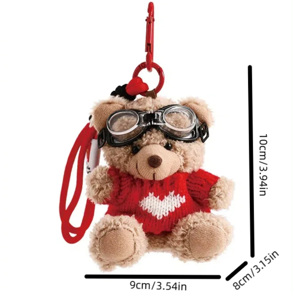 Kawaii Goggles Pilot Bear Keychain
