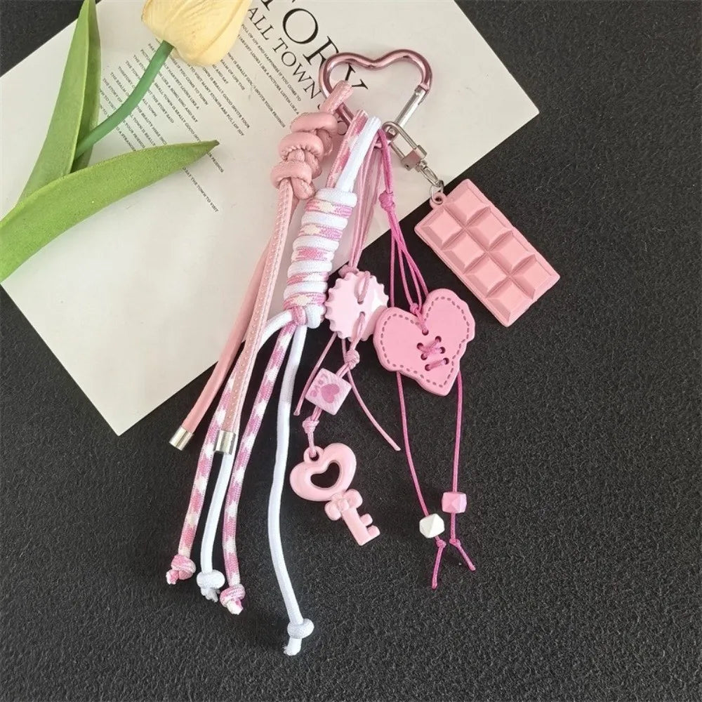 Fashionable Heart Leather Rope Keychain