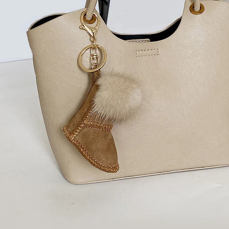 Stylish Geometric PU Leather Star Keychain