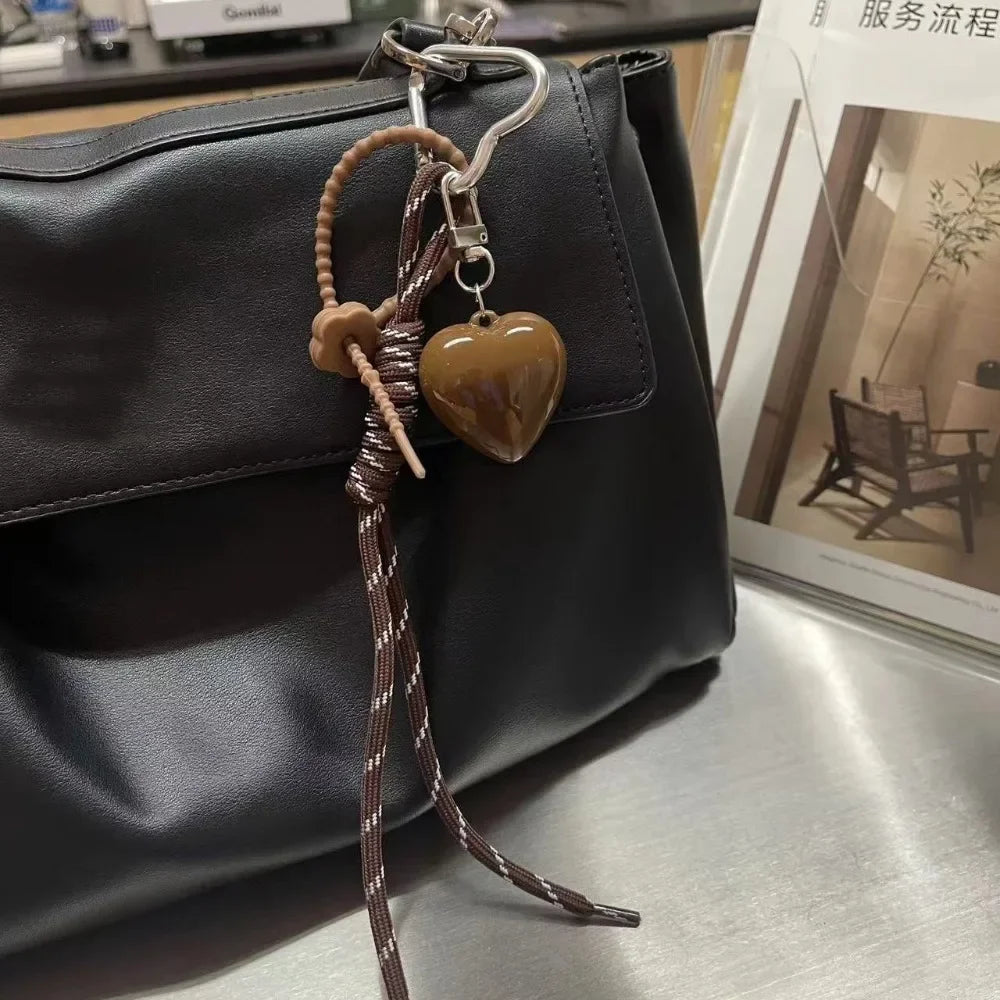 Fashionable Heart Leather Rope Keychain