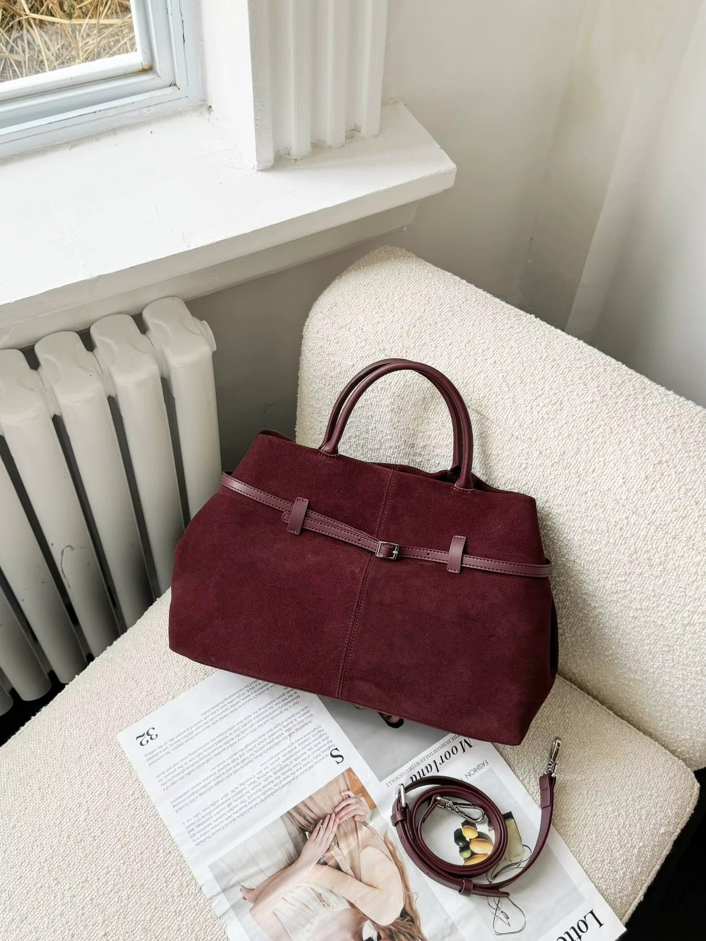 Suede Burgundy Bag